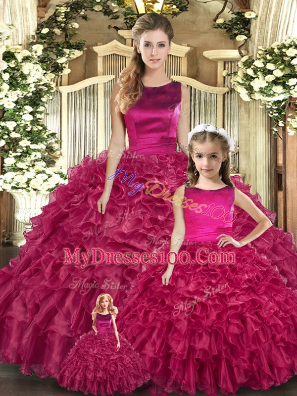 Sleeveless Lace Up Floor Length Ruffles Ball Gown Prom Dress