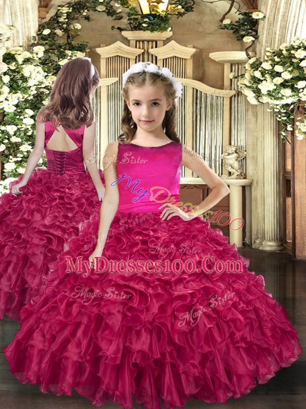 Sleeveless Lace Up Floor Length Ruffles Ball Gown Prom Dress