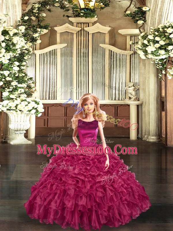 Sleeveless Lace Up Floor Length Ruffles Ball Gown Prom Dress