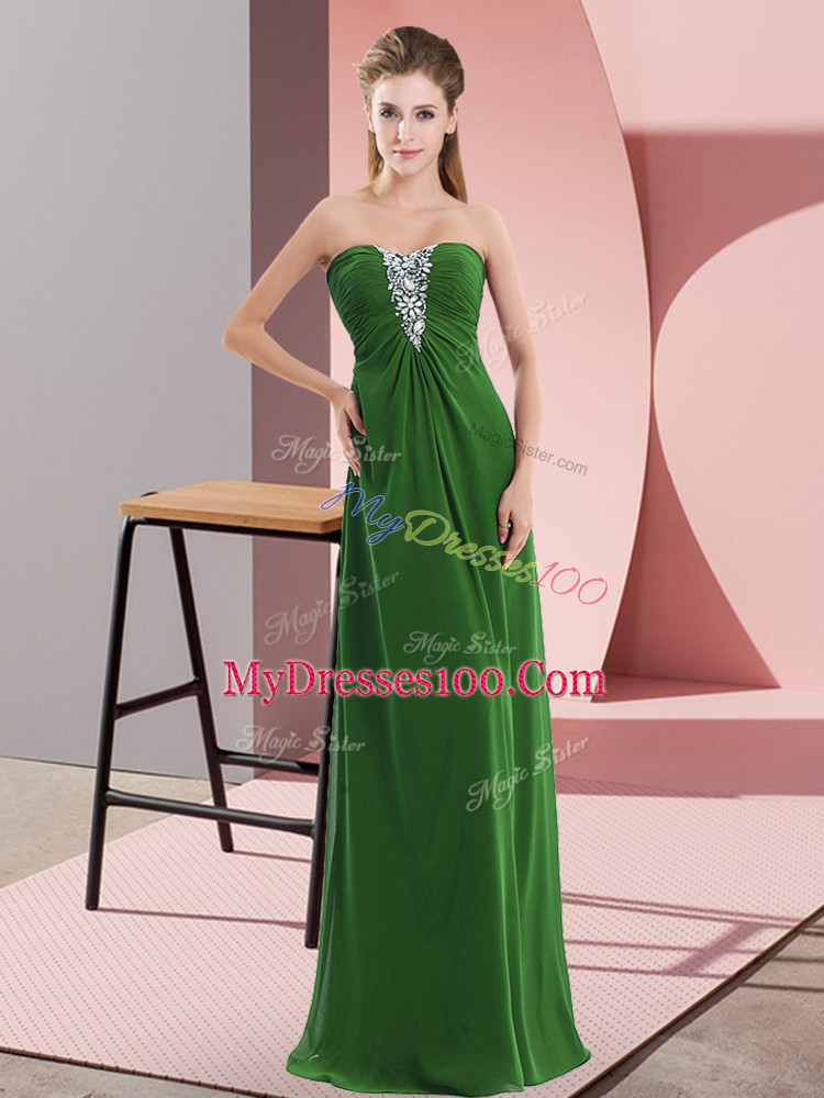 Green Sleeveless Chiffon Zipper Dress for Prom for Prom and Party