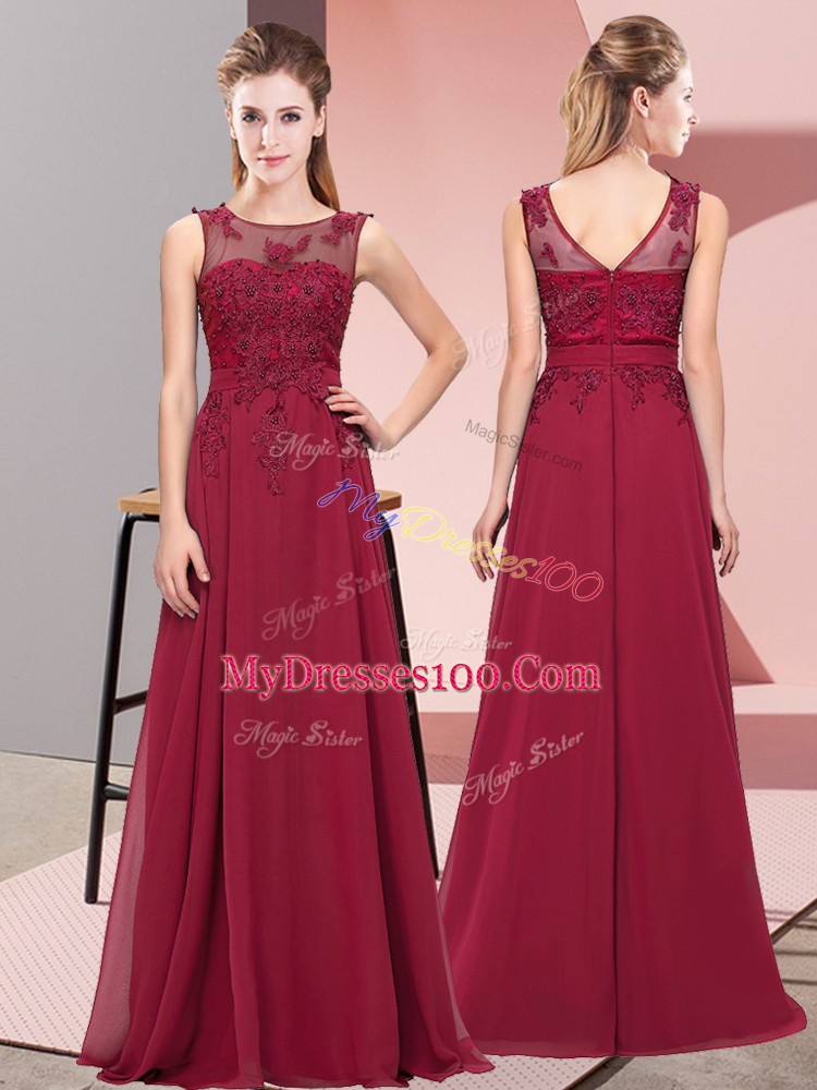 Customized Sleeveless Beading and Appliques Zipper Dama Dress