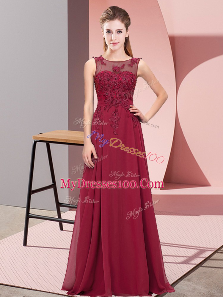 Customized Sleeveless Beading and Appliques Zipper Dama Dress