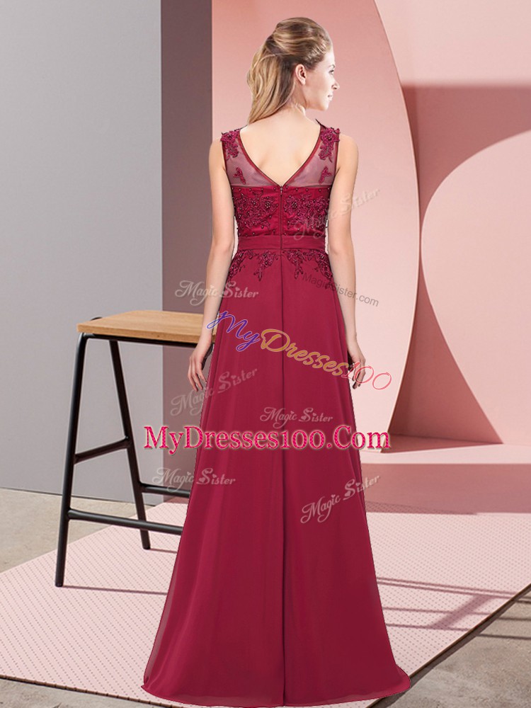 Customized Sleeveless Beading and Appliques Zipper Dama Dress
