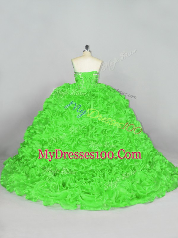 Sweet 16 Dress Sweetheart Sleeveless Court Train Lace Up