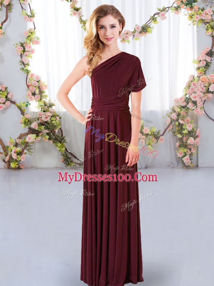 Unique Sleeveless Criss Cross Floor Length Ruching Vestidos de Damas