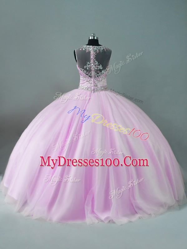 Traditional Sleeveless Beading Zipper Sweet 16 Dress