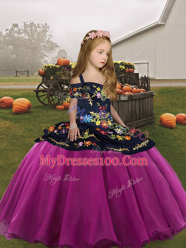 Affordable Sleeveless Embroidery Side Zipper Pageant Dress for Girls