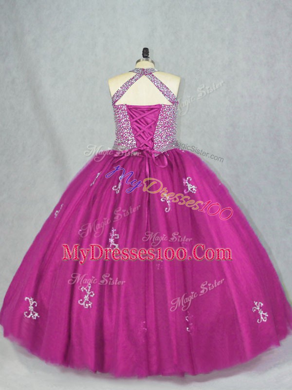 Sleeveless Lace Up Floor Length Beading and Appliques Quinceanera Dresses
