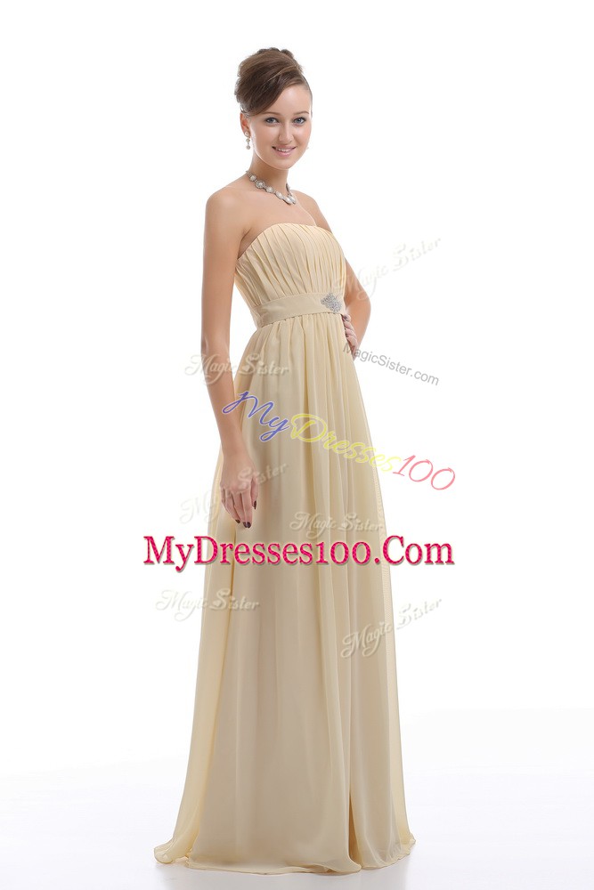 Custom Made Light Yellow Lace Up Beading and Ruching Sleeveless