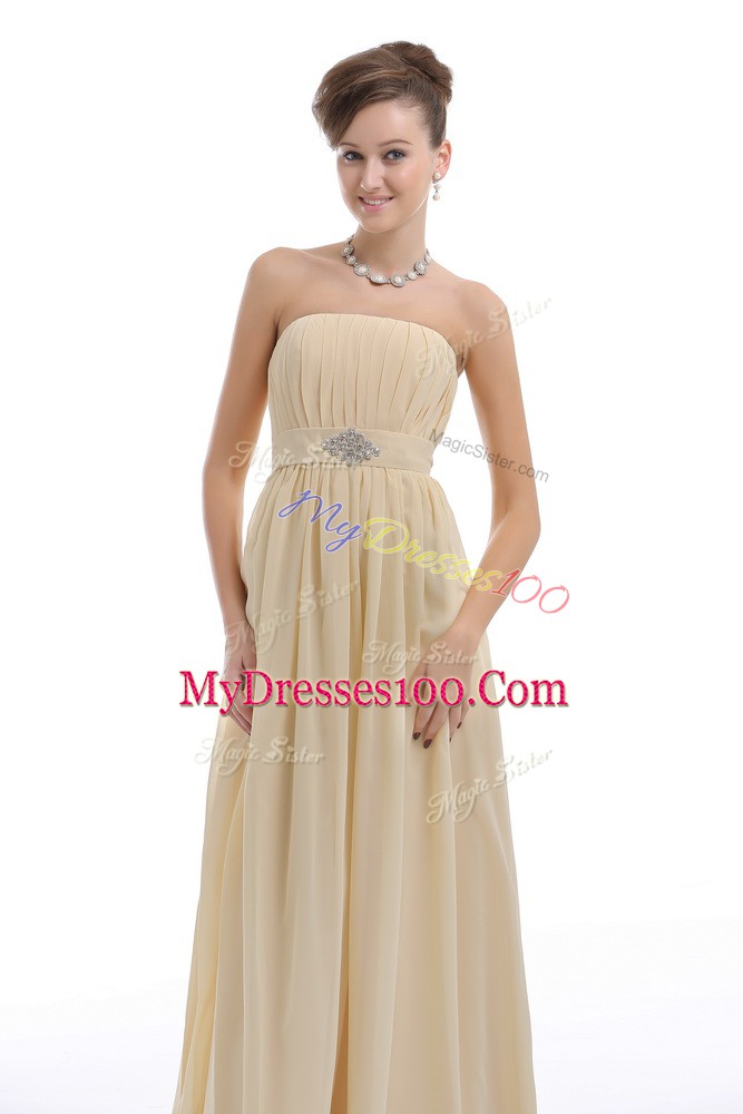 Custom Made Light Yellow Lace Up Beading and Ruching Sleeveless