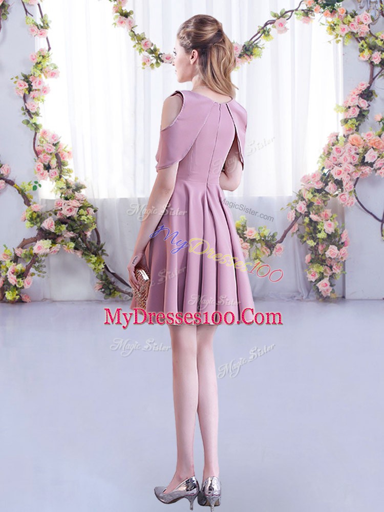 Beauteous Half Sleeves Ruching Zipper Wedding Party Dress
