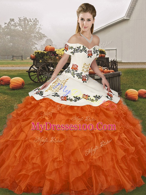 Designer Organza Sleeveless Floor Length Quinceanera Gown and Embroidery and Ruffles
