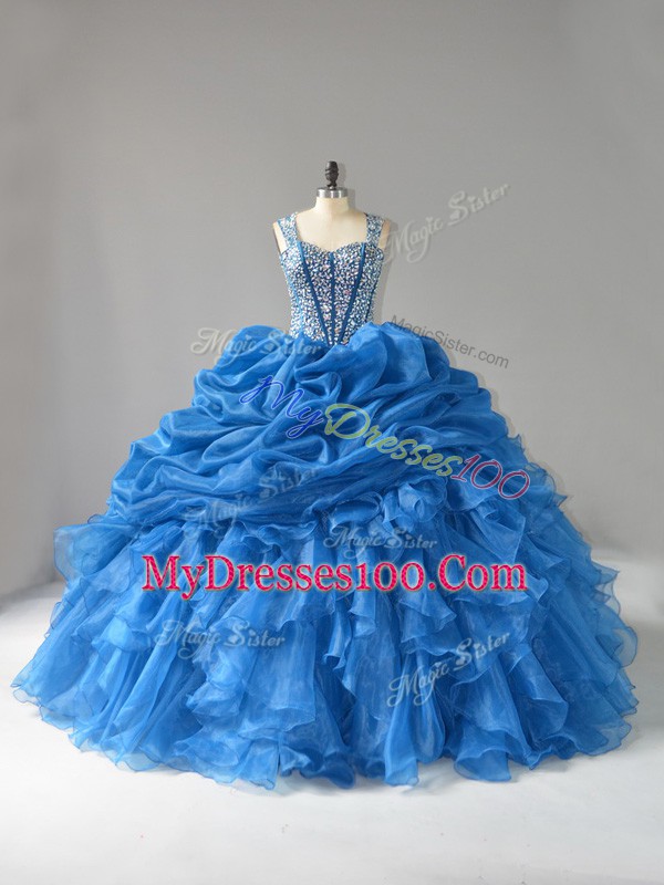 Fantastic Sleeveless Lace Up Floor Length Beading and Ruffles Quinceanera Gowns