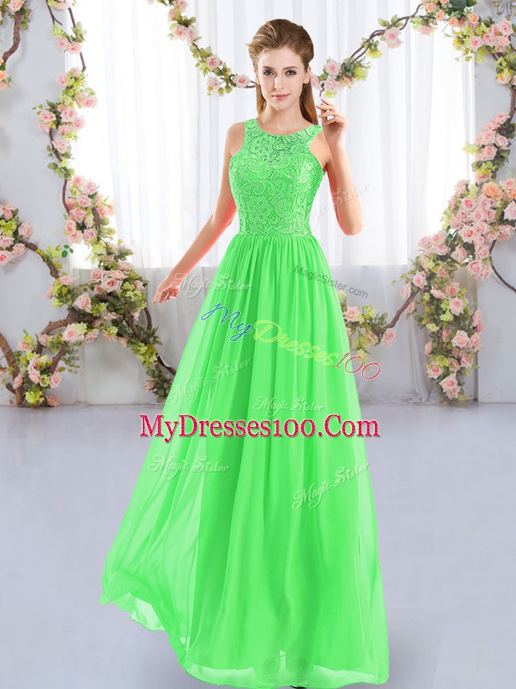Sleeveless Floor Length Lace Zipper Wedding Guest Dresses with