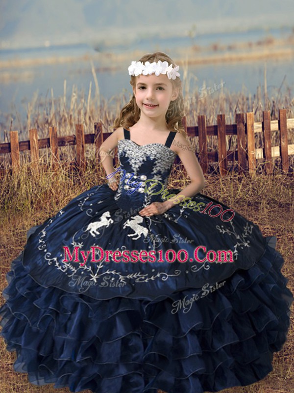Sweetheart Sleeveless Satin and Organza 15 Quinceanera Dress Embroidery and Ruffles Lace Up