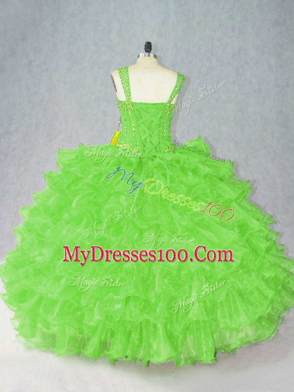 Shining Straps Sleeveless Side Zipper Quinceanera Dress Organza