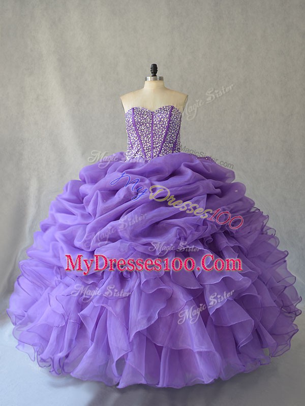 Pretty Floor Length Lavender Quinceanera Gowns Sweetheart Sleeveless Lace Up