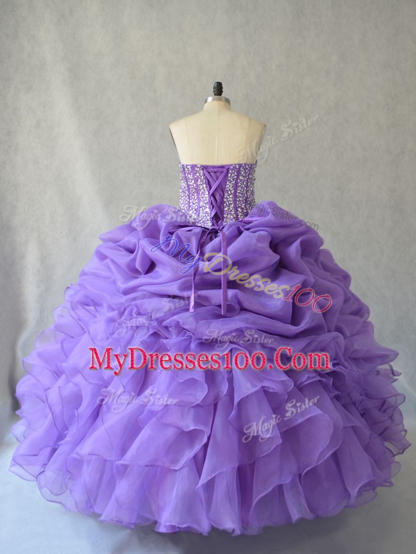 Pretty Floor Length Lavender Quinceanera Gowns Sweetheart Sleeveless Lace Up