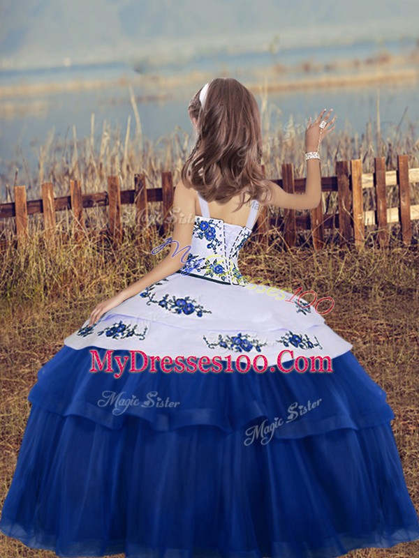 Sleeveless Embroidery Lace Up Kids Pageant Dress