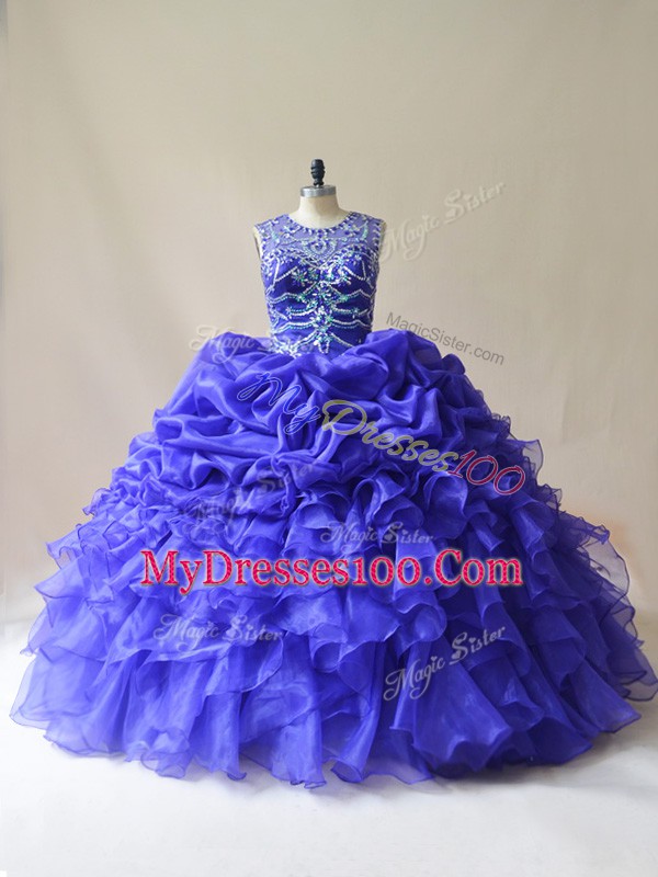 Delicate Floor Length Ball Gowns Sleeveless Purple Quinceanera Dress Lace Up