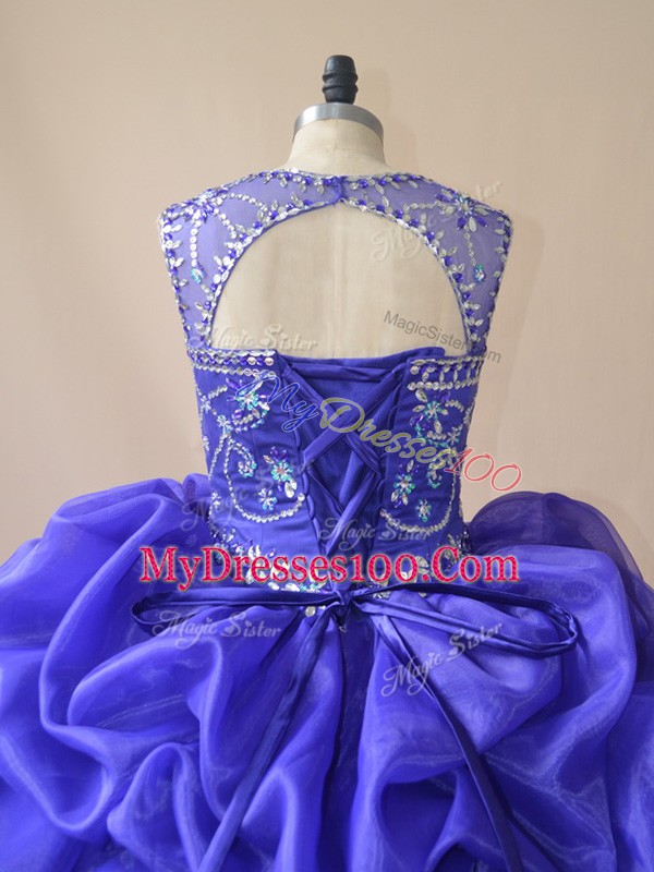 Delicate Floor Length Ball Gowns Sleeveless Purple Quinceanera Dress Lace Up