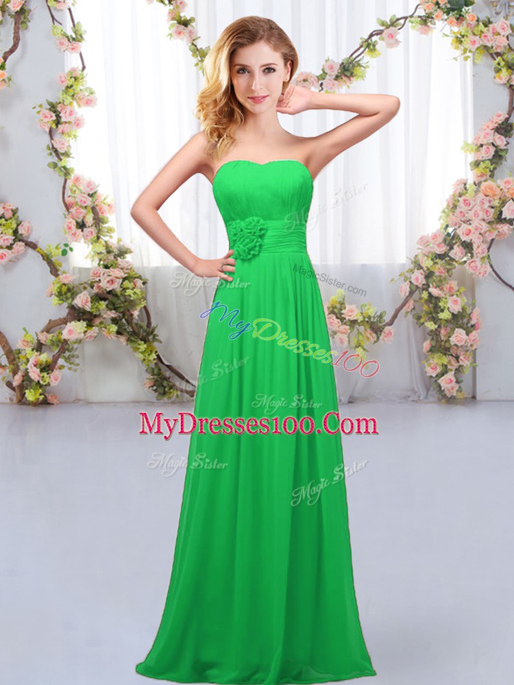 Pretty Sweetheart Sleeveless Chiffon Bridesmaids Dress Hand Made Flower Lace Up