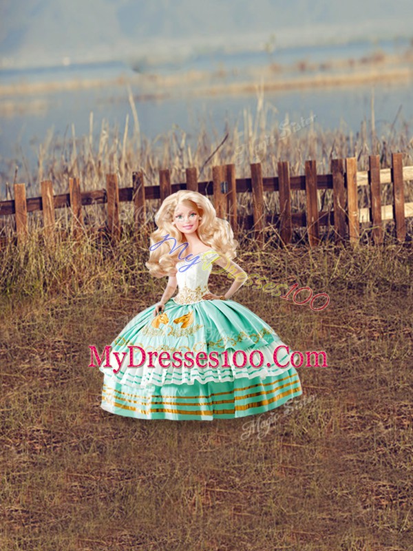 Captivating Apple Green Sleeveless Satin Lace Up 15th Birthday Dress for Sweet 16 and Quinceanera