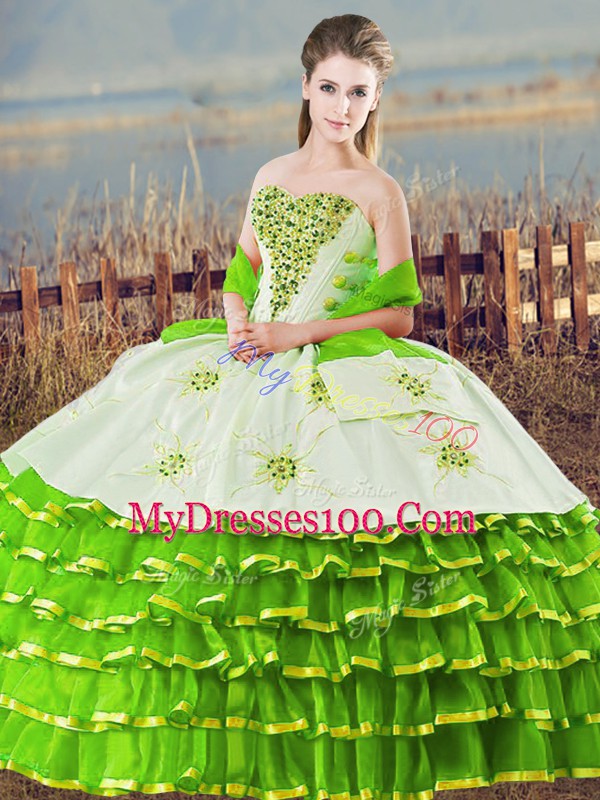 Comfortable Organza Sweetheart Sleeveless Lace Up Beading and Ruffled Layers Quinceanera Dress in