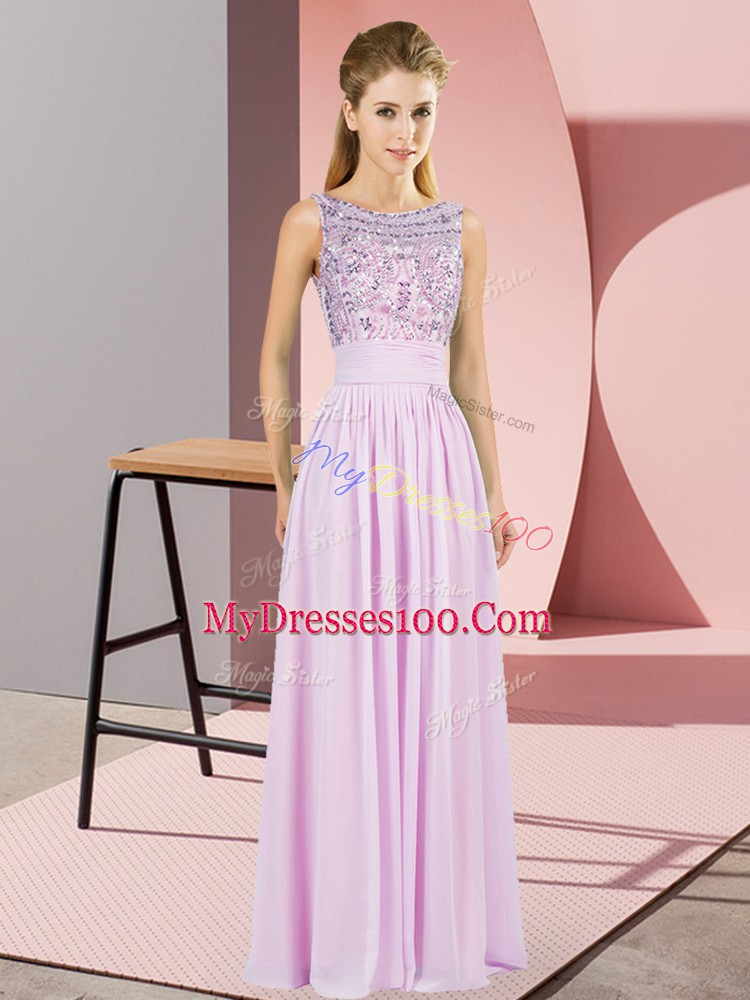 Lilac Scoop Backless Beading Sleeveless