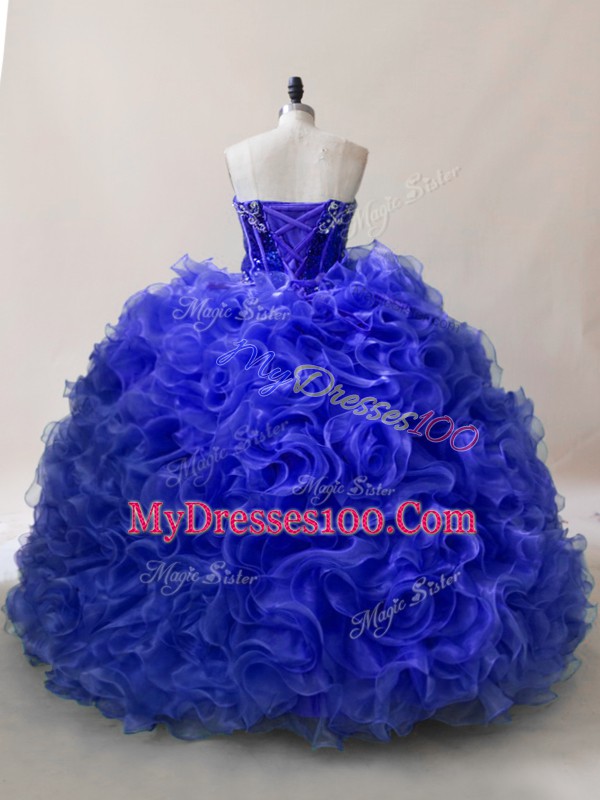 Sweetheart Sleeveless Fabric With Rolling Flowers Sweet 16 Quinceanera Dress Ruffles and Sequins Lace Up