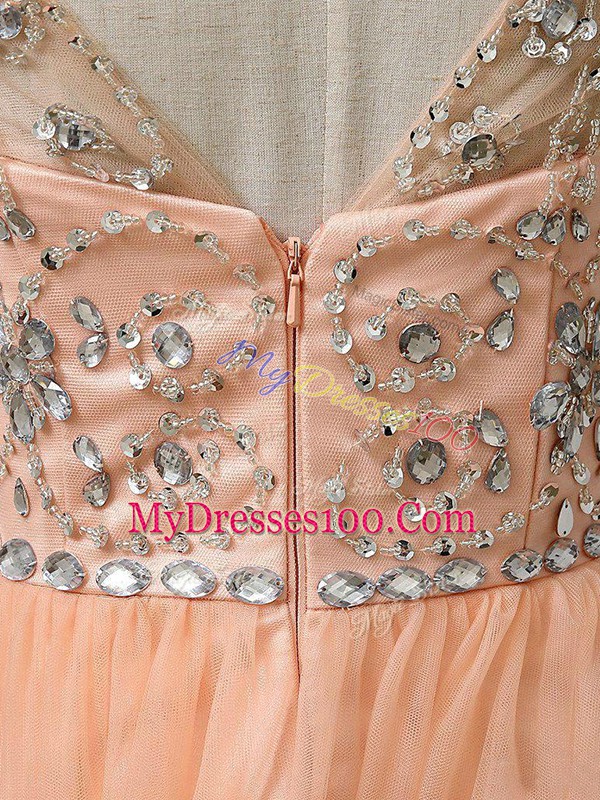 Exceptional A-line Dress for Prom Baby Blue Scoop Tulle Sleeveless Mini Length Zipper