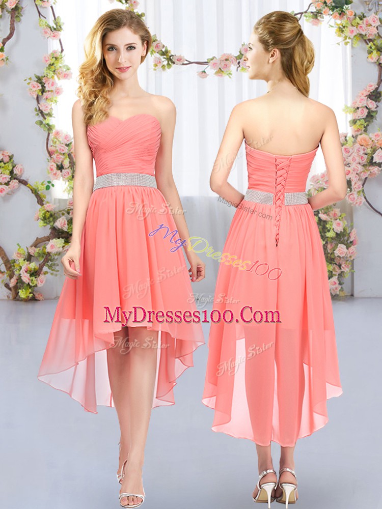Sleeveless Belt Lace Up Damas Dress