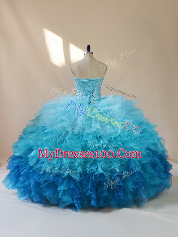 Decent Floor Length Ball Gowns Sleeveless Multi-color Sweet 16 Dress Lace Up