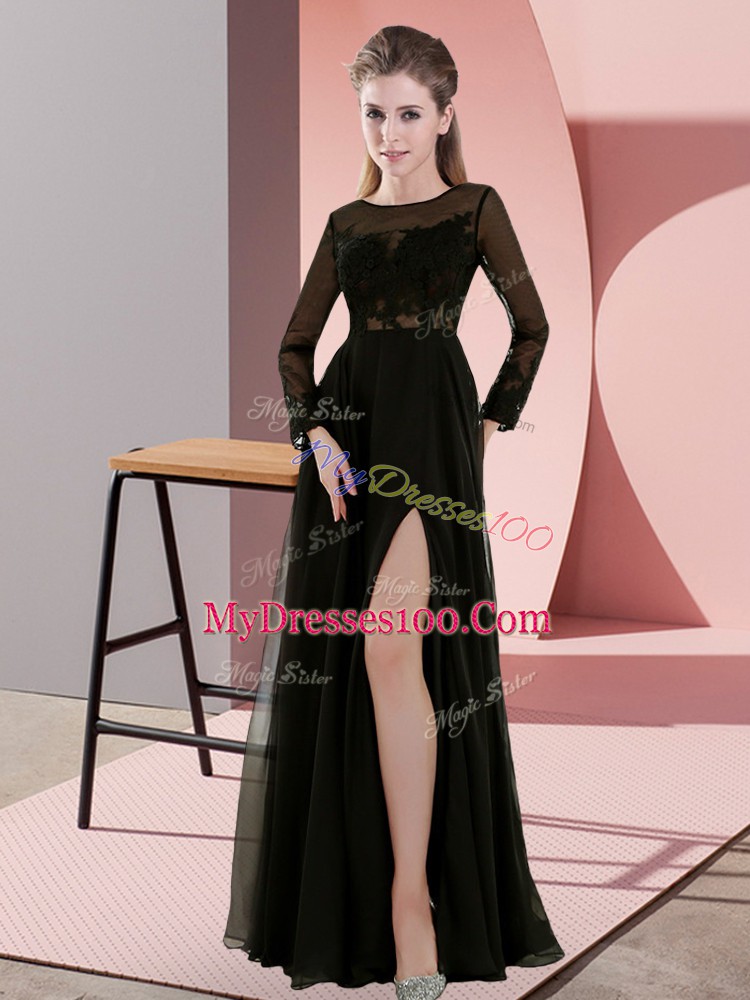 Olive Green Long Sleeves Chiffon Zipper Court Dresses for Sweet 16 for Wedding Party