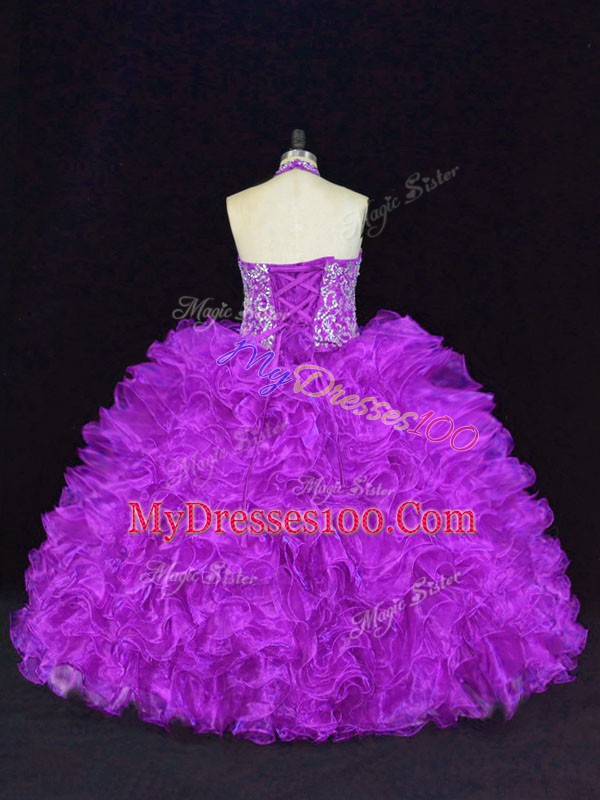 Sleeveless Beading and Ruffles Lace Up Quinceanera Gowns