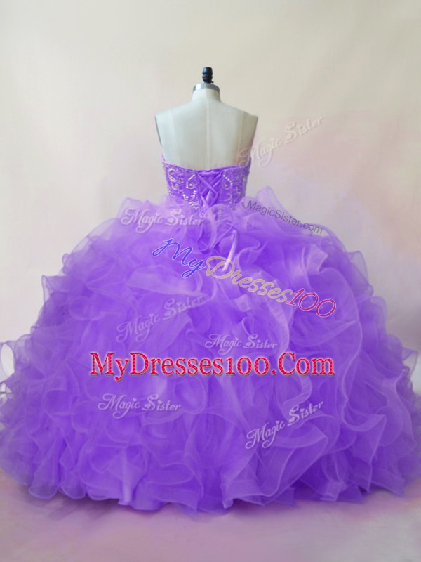 Pretty Ball Gowns Vestidos de Quinceanera Lavender Sweetheart Tulle Sleeveless Lace Up