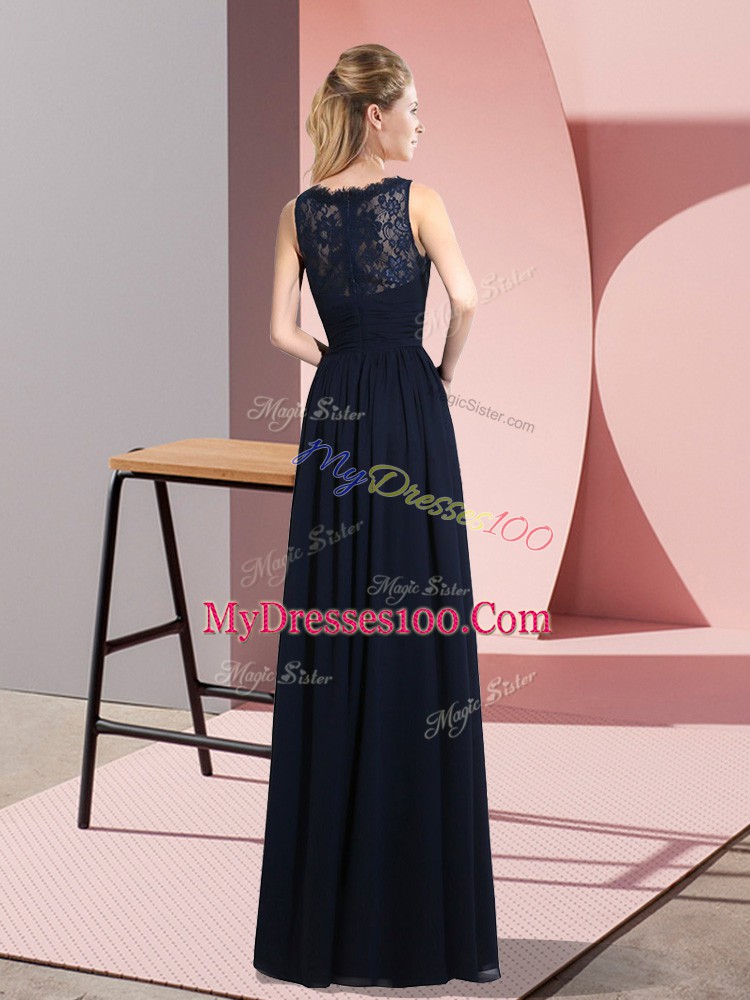 Burgundy Sleeveless Lace Floor Length Dress for Prom