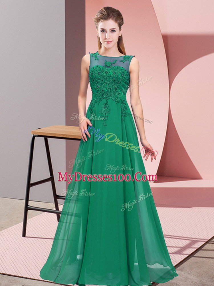 Low Price Dark Green Scoop Zipper Beading and Appliques Court Dresses for Sweet 16 Sleeveless