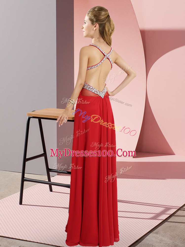 Lovely Fuchsia Straps Criss Cross Beading Sleeveless
