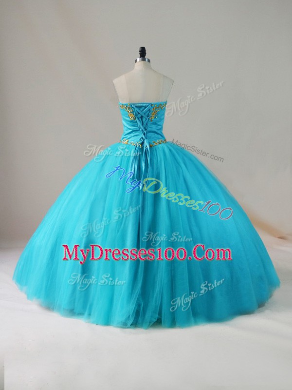 Tulle Sleeveless Floor Length Quinceanera Gown and Beading