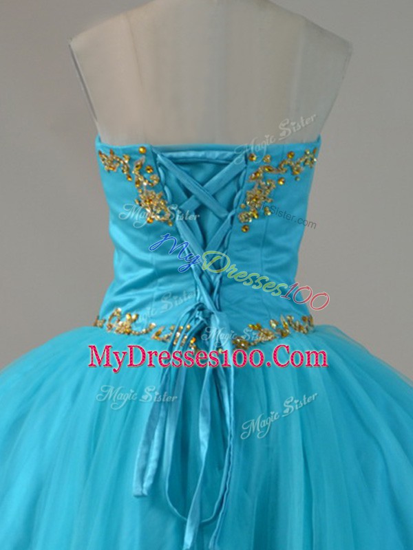 Tulle Sleeveless Floor Length Quinceanera Gown and Beading