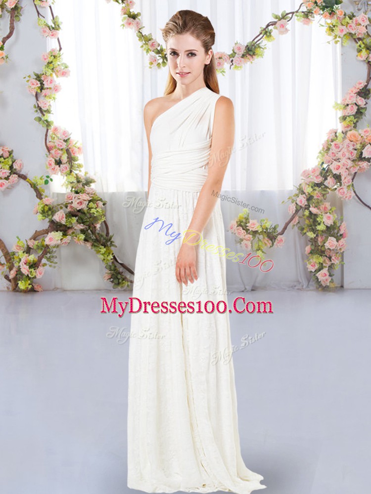 White Criss Cross Dama Dress Lace Sleeveless Floor Length
