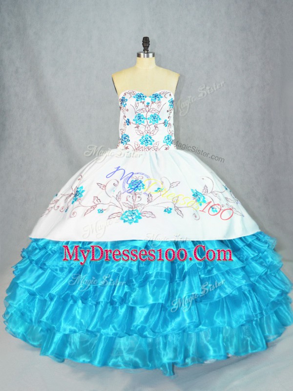 Classical Baby Blue Sleeveless Organza Lace Up Sweet 16 Quinceanera Dress for Sweet 16 and Quinceanera