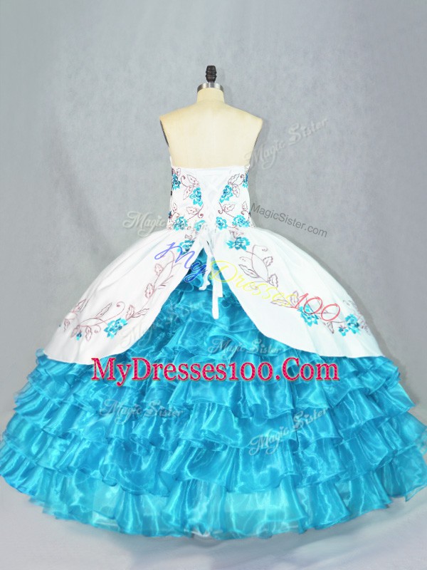 Classical Baby Blue Sleeveless Organza Lace Up Sweet 16 Quinceanera Dress for Sweet 16 and Quinceanera
