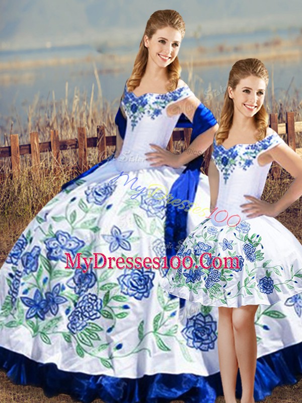 Satin Sleeveless Floor Length Sweet 16 Dresses and Embroidery and Ruffles