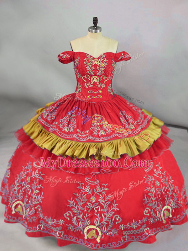 Floor Length Ball Gowns Sleeveless Red Sweet 16 Quinceanera Dress Lace Up