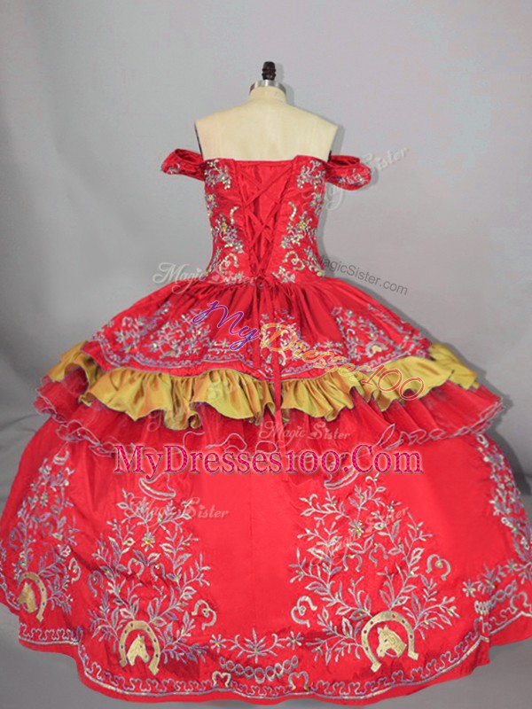 Floor Length Ball Gowns Sleeveless Red Sweet 16 Quinceanera Dress Lace Up