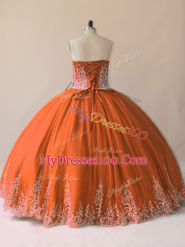 Sleeveless Lace Up Floor Length Embroidery Sweet 16 Dresses
