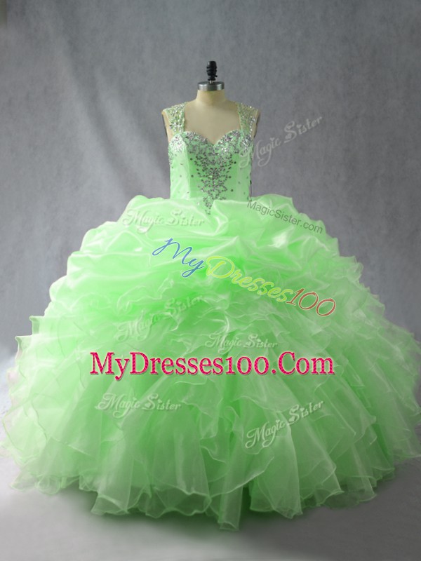 Sleeveless Organza Zipper Quinceanera Dresses for Sweet 16 and Quinceanera