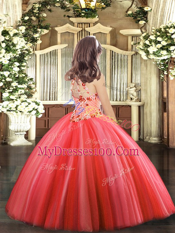 Simple Ball Gowns Pageant Gowns For Girls Lavender Halter Top Tulle Sleeveless Floor Length Lace Up